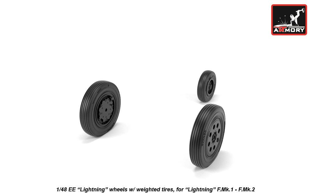 Armory AW48407 1:48 BAC/EE Lightning F.2A/F.6 F.1/F.1A/F.2/F.3 wheels with weighted tires/tyres, early, for F.Mk.1 - F.Mk.2