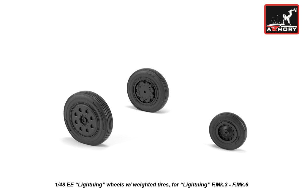 Armory AW48408 1:48 BAC/EE Lightning F.2A/F.6 F.1/F.1A/F.2/F.3 wheels with weighted tires/tyres, late, for F.Mk.3 - F.Mk.6