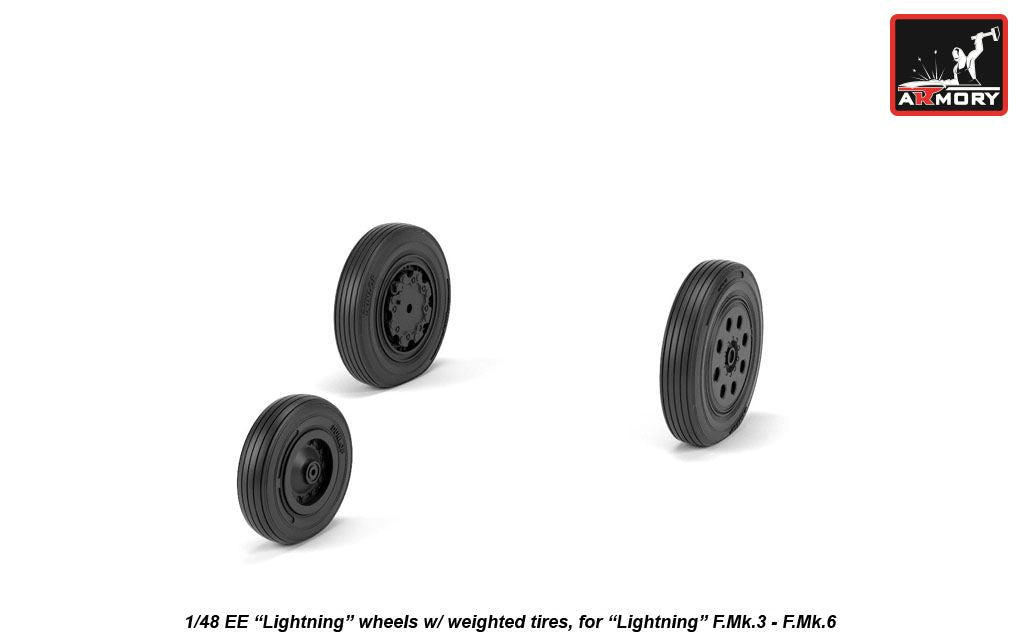 Armory AW48408 1:48 BAC/EE Lightning F.2A/F.6 F.1/F.1A/F.2/F.3 wheels with weighted tires/tyres, late, for F.Mk.3 - F.Mk.6