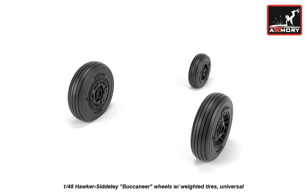 Armory AW48409 1:48 Blackburn/Hawker-Siddeley Buccaneer S.2B wheels with weighted tyres