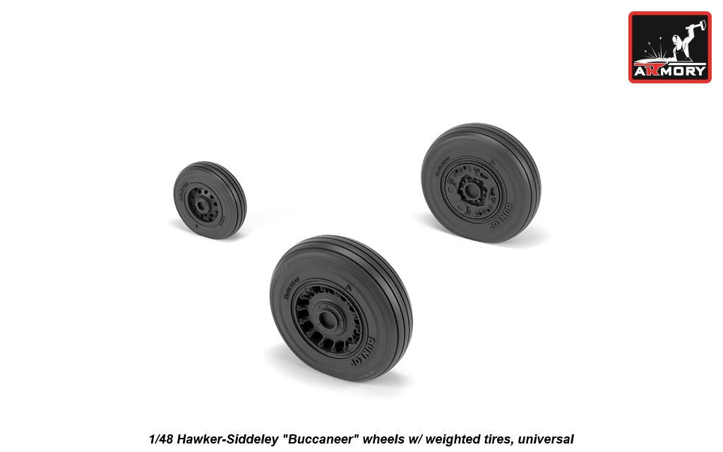 Armory AW48409 1:48 Blackburn/Hawker-Siddeley Buccaneer S.2B wheels with weighted tyres