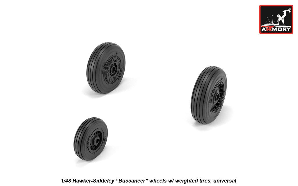 Armory AW48409 1:48 Blackburn/Hawker-Siddeley Buccaneer S.2B wheels with weighted tyres