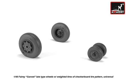 Armory AW48411 1:48 Fairey Gannet late type wheels with weighted tyres of checkerboard Tyre/Tire pattern