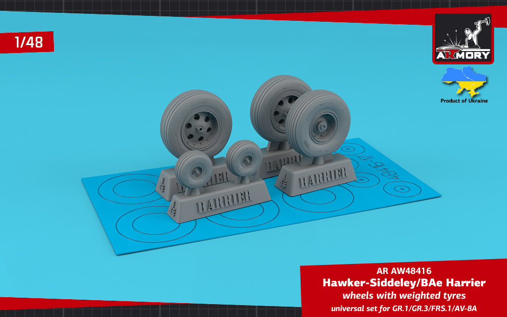 Armory AW48416 1:48 BAe Harrier GR.7GR.1/GR.3/FRS.1 AV-8A wheels with weighted tyres