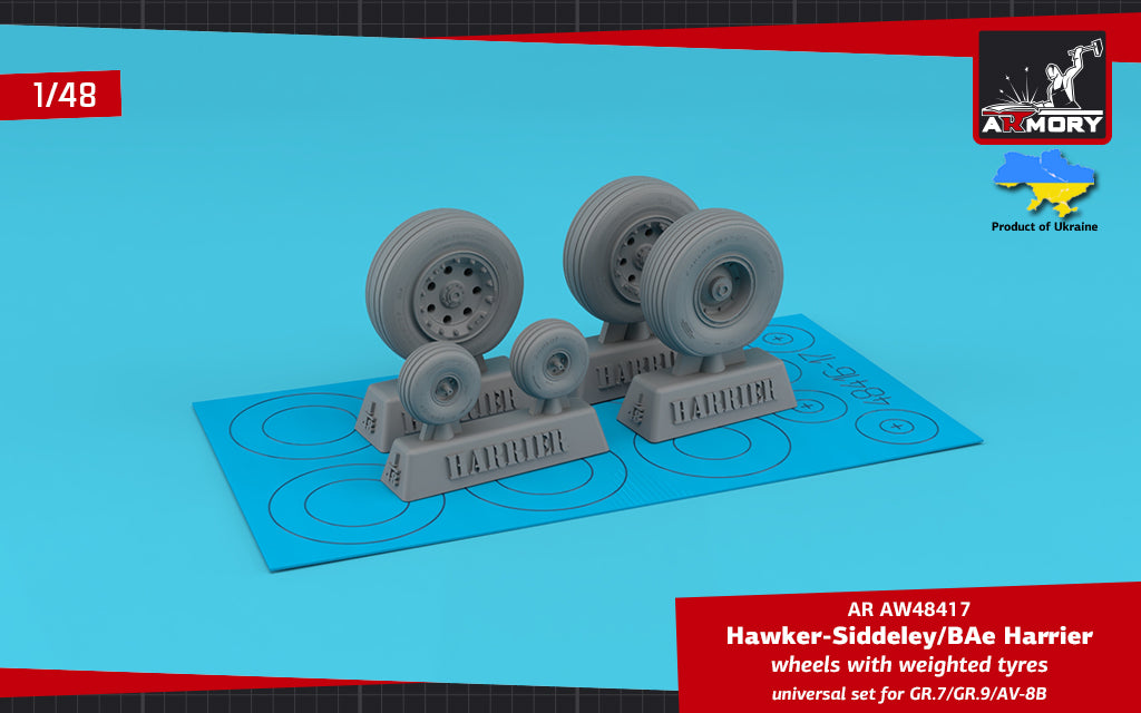 Armory AW48417 1:48 BAe Harrier GR.7/GR.9/ AV-8B Harrier wheels with weighted tyres