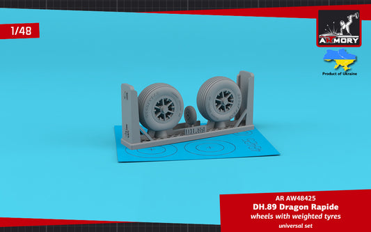 Armory AW48425 1:48 de Havilland DH.89A Dragon Rapide wheels with weighted tyres