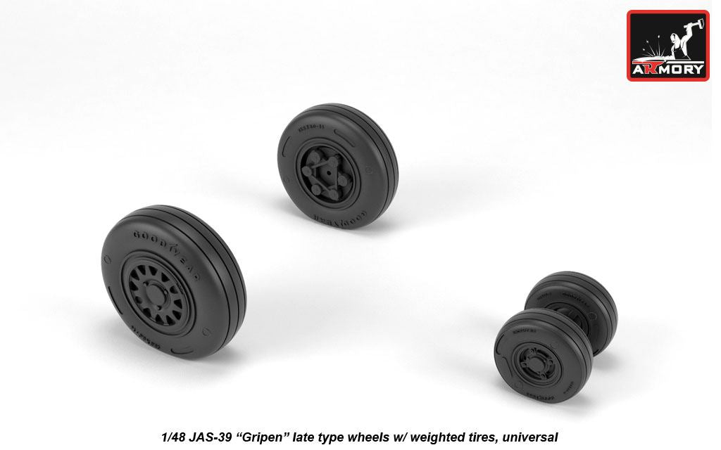 Armory AW48504 1:48 Saab JAS-39 'Gripen' wheels with weighted tires/tyres, late,