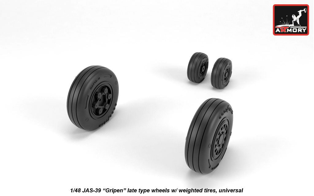 Armory AW48504 1:48 Saab JAS-39 'Gripen' wheels with weighted tires/tyres, late,