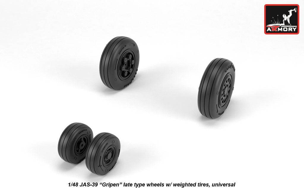 Armory AW48504 1:48 Saab JAS-39 'Gripen' wheels with weighted tires/tyres, late,