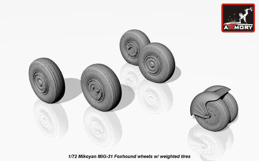 Armory AW72025 1:72 Mikoyan MiG-31 Foxhound wheels with weighted tires/tyres, front mudguard
