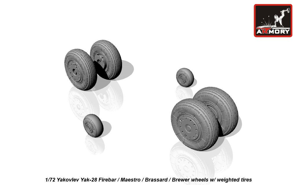 Armory AW72047 1:72 Yakovlev Yak-28 wheels with weighted tires/tyres - universal