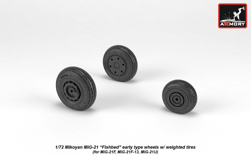 Armory AW72048 1:72 Mikoyan MiG-21 Fishbed wheels with weighted tires/tyres, early