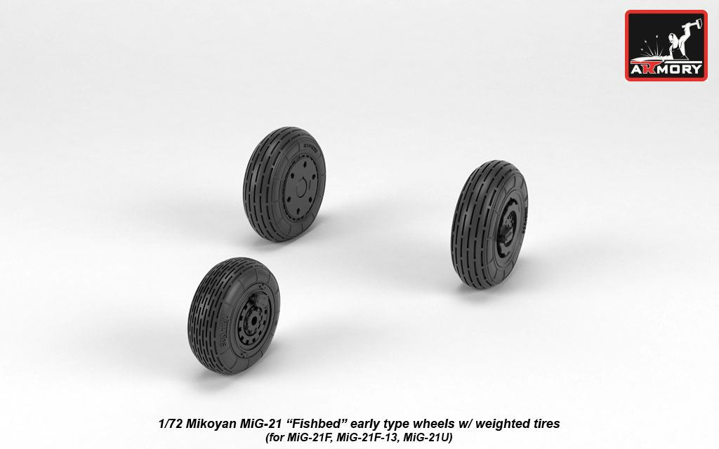 Armory AW72048 1:72 Mikoyan MiG-21 Fishbed wheels with weighted tires/tyres, early