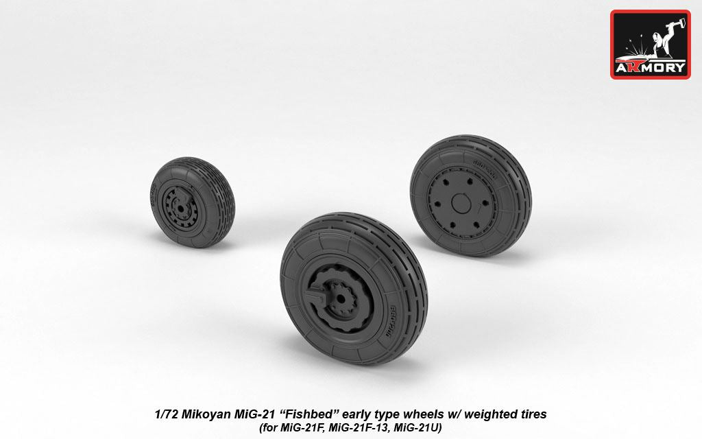 Armory AW72048 1:72 Mikoyan MiG-21 Fishbed wheels with weighted tires/tyres, early