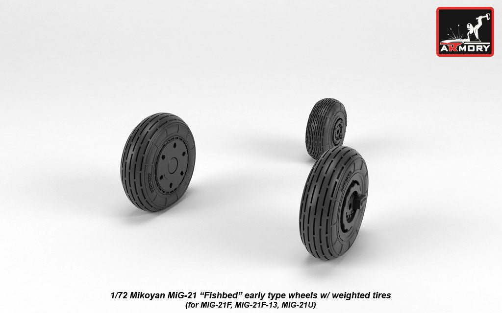 Armory AW72048 1:72 Mikoyan MiG-21 Fishbed wheels with weighted tires/tyres, early