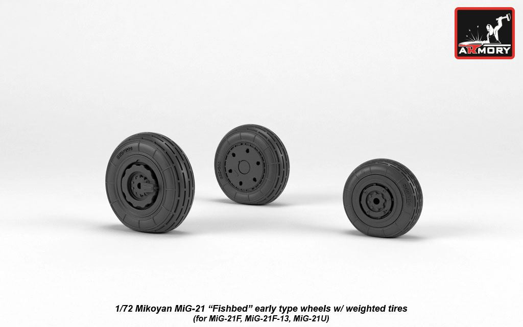 Armory AW72048 1:72 Mikoyan MiG-21 Fishbed wheels with weighted tires/tyres, early