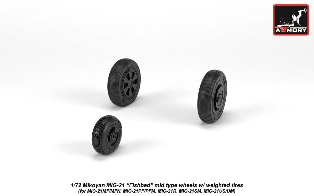 Armory AW72049 1:72 Mikoyan MiG-21 Fishbed wheels with weighted tires/tyres, mid