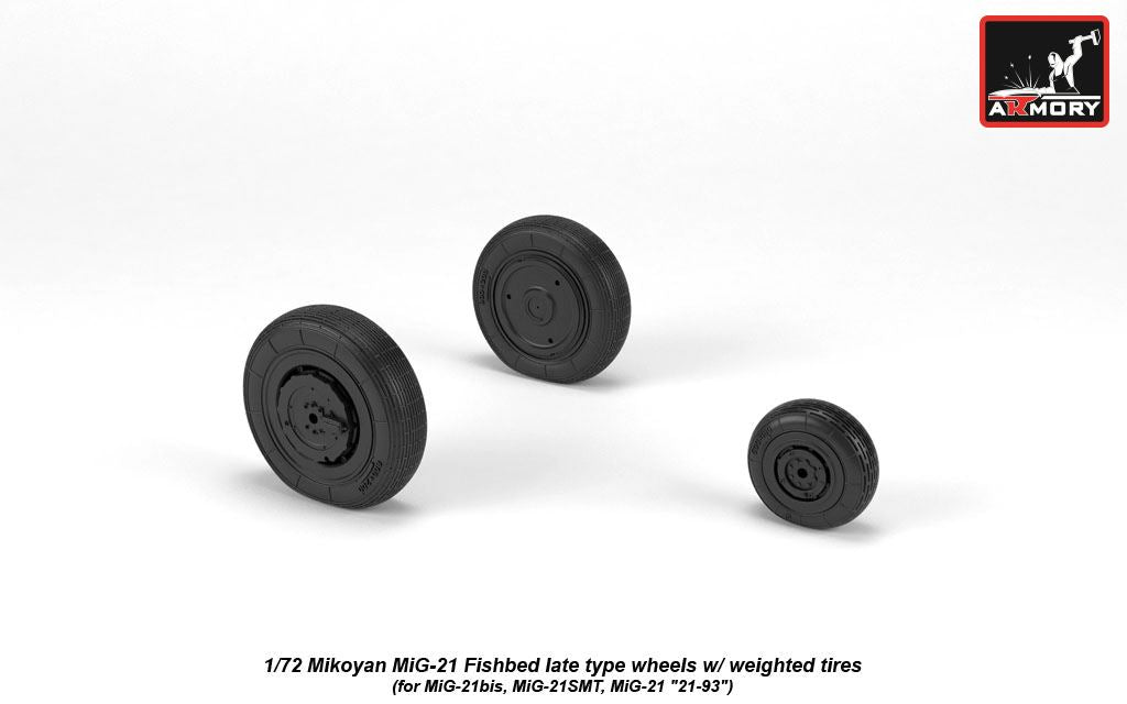 Armory AW72050 1:72 Mikoyan MiG-21 Fishbed wheels with weighted tires/tyres, late