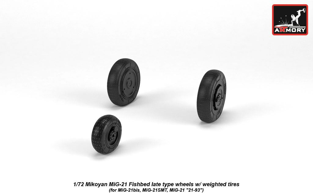Armory AW72050 1:72 Mikoyan MiG-21 Fishbed wheels with weighted tires/tyres, late