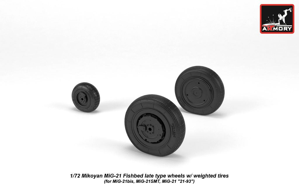 Armory AW72050 1:72 Mikoyan MiG-21 Fishbed wheels with weighted tires/tyres, late