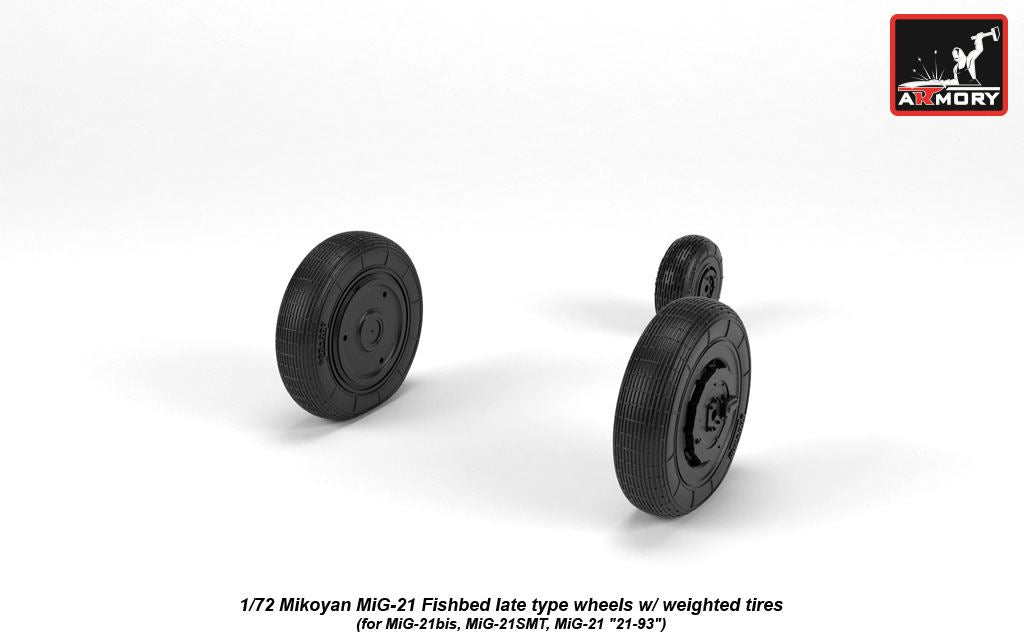 Armory AW72050 1:72 Mikoyan MiG-21 Fishbed wheels with weighted tires/tyres, late