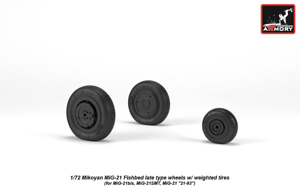 Armory AW72050 1:72 Mikoyan MiG-21 Fishbed wheels with weighted tires/tyres, late