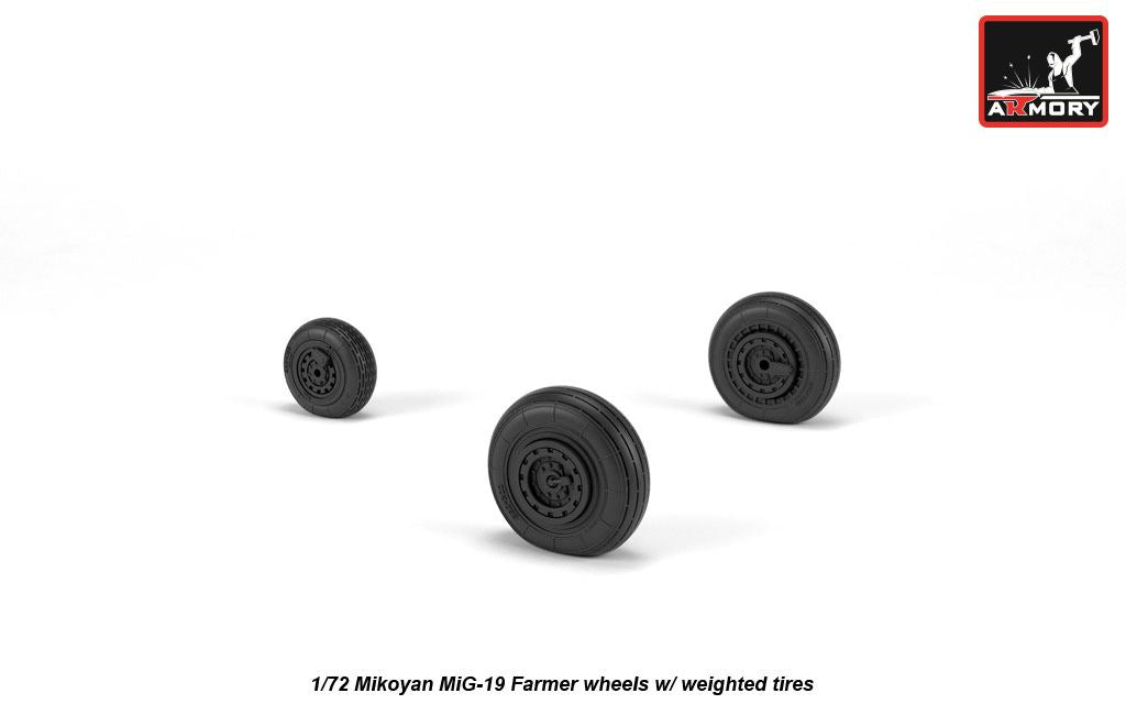Armory AW72051 1:72 Mikoyan MiG-19 Farmer wheels with weighted tires/tyres
