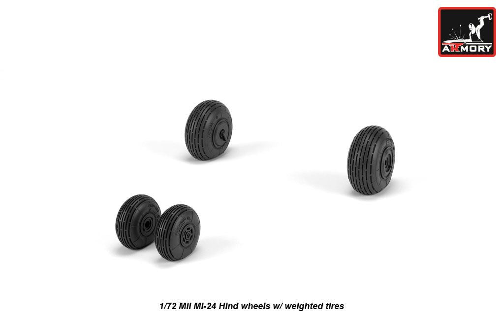 Armory AW72052 1:72 Mil Mi-24 Hind wheels with weighted tires/tyres