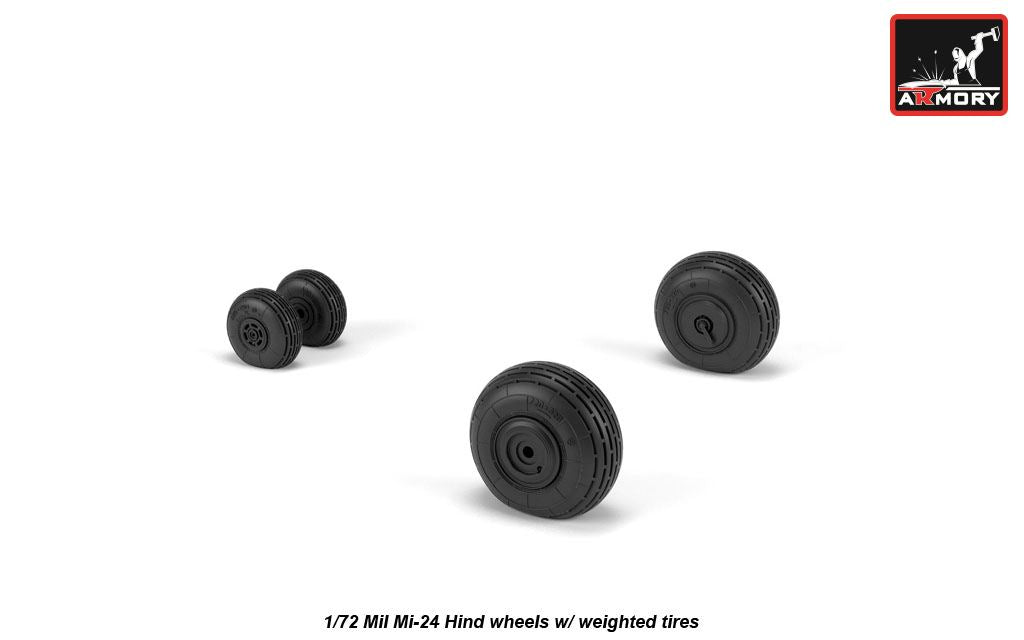 Armory AW72052 1:72 Mil Mi-24 Hind wheels with weighted tires/tyres