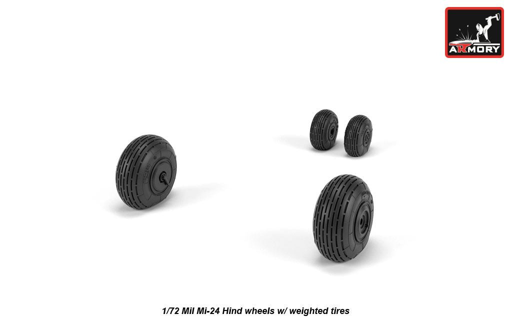Armory AW72052 1:72 Mil Mi-24 Hind wheels with weighted tires/tyres