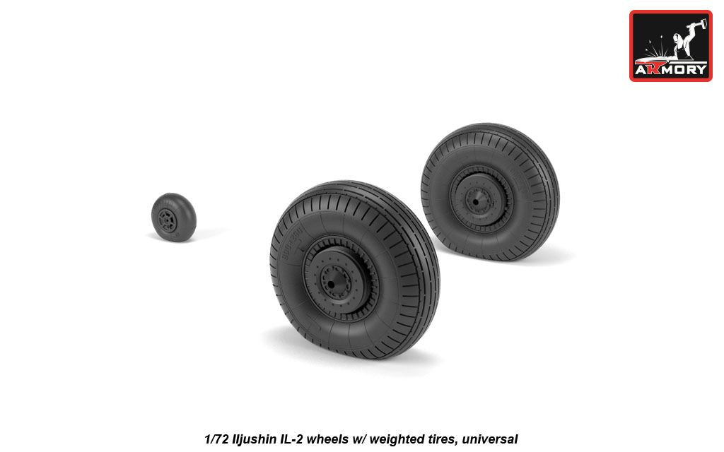Armory AW72055 1:72 Iljushin IL-2 Bark (early) wheels with weighted tires/tyres