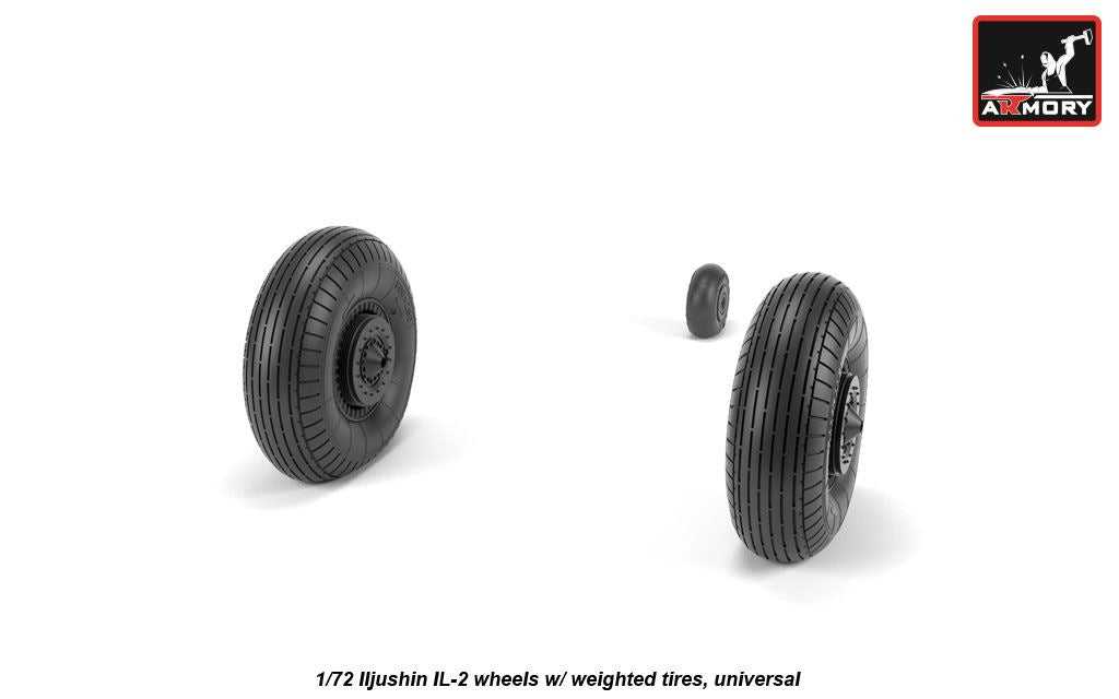 Armory AW72055 1:72 Iljushin IL-2 Bark (early) wheels with weighted tires/tyres