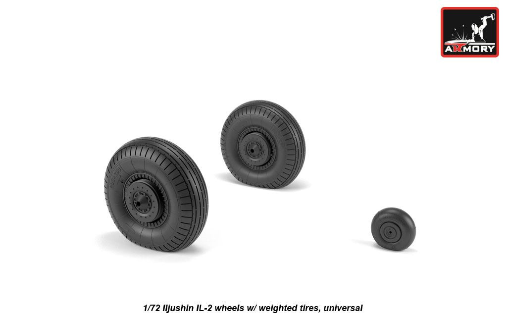 Armory AW72055 1:72 Iljushin IL-2 Bark (early) wheels with weighted tires/tyres