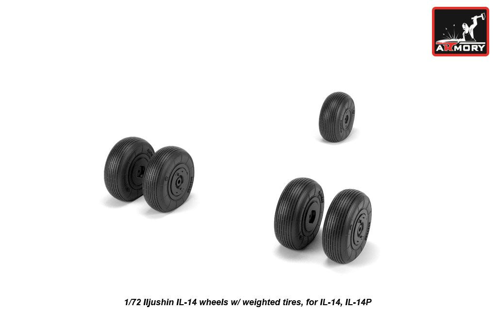 Armory AW72059 1:72 Iljushin IL-14 wheels with weighted tires/tyres