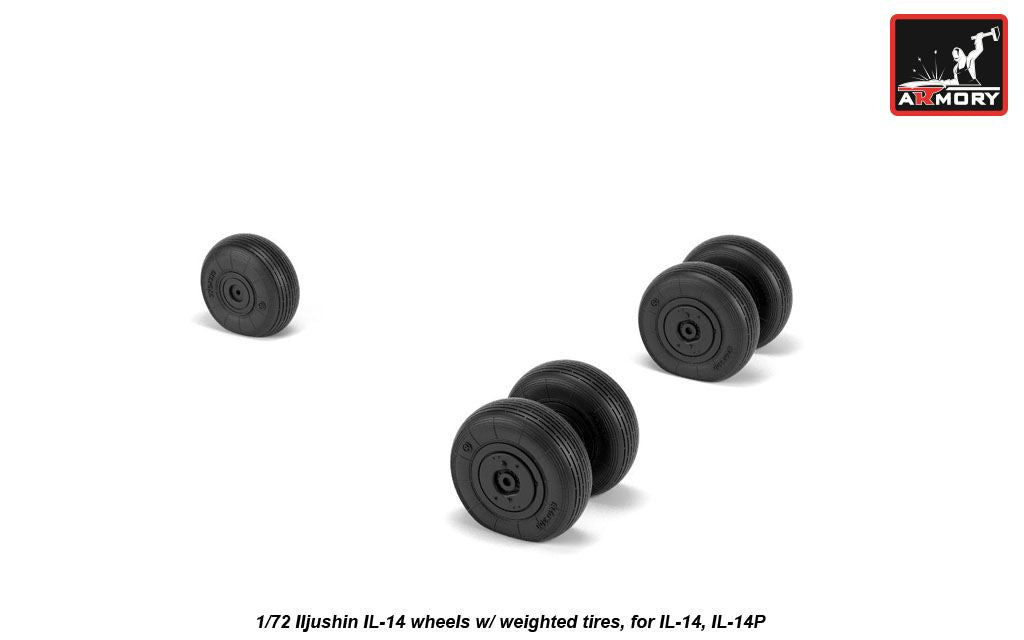 Armory AW72059 1:72 Iljushin IL-14 wheels with weighted tires/tyres