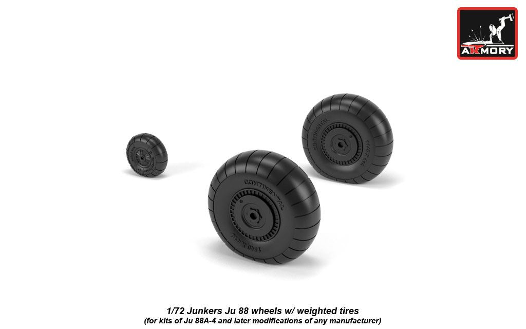 Armory AW72202 1:72 Junkers Ju-88 late wheels with weighted tires/tyres
