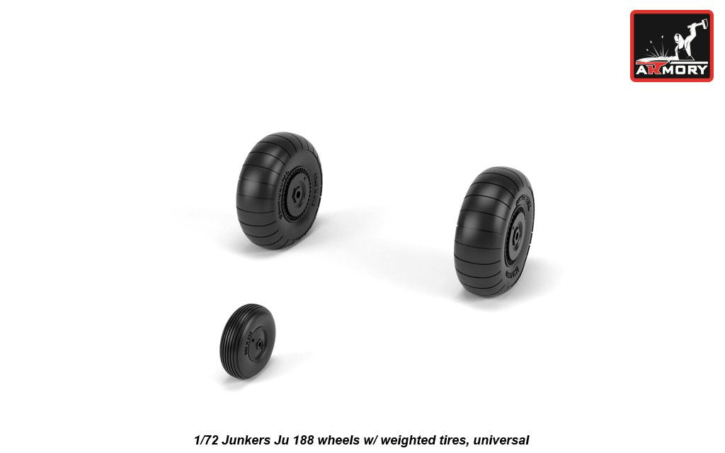 Armory AW72203 1:72 Junkers Ju-188A/Ju-188F/ Ju-188A-3/E-2 wheels with weighted tires/tyres universal