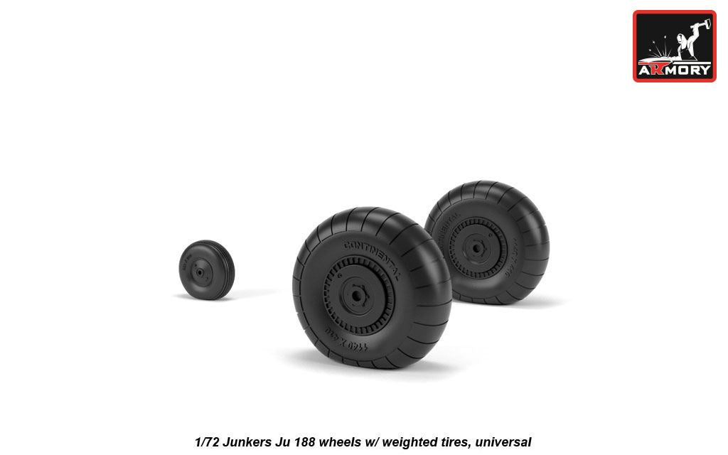 Armory AW72203 1:72 Junkers Ju-188A/Ju-188F/ Ju-188A-3/E-2 wheels with weighted tires/tyres universal