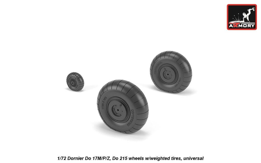 Armory AW72205 1:72 Dornier Do-17M-1/Do-17P-1/Do-17Z-2/Do-17-10, Do-215B-2/Do-215B-5 wheels w/weighted tires/tyres