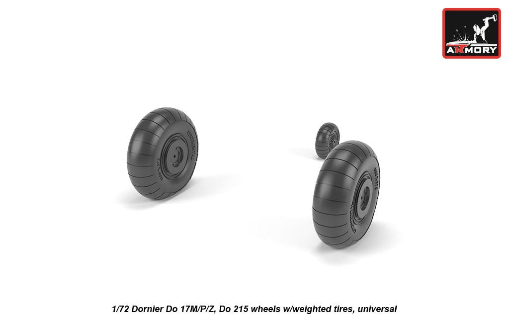 Armory AW72205 1:72 Dornier Do-17M-1/Do-17P-1/Do-17Z-2/Do-17-10, Do-215B-2/Do-215B-5 wheels w/weighted tires/tyres