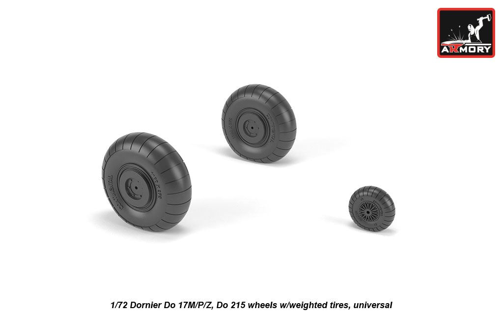 Armory AW72205 1:72 Dornier Do-17M-1/Do-17P-1/Do-17Z-2/Do-17-10, Do-215B-2/Do-215B-5 wheels w/weighted tires/tyres