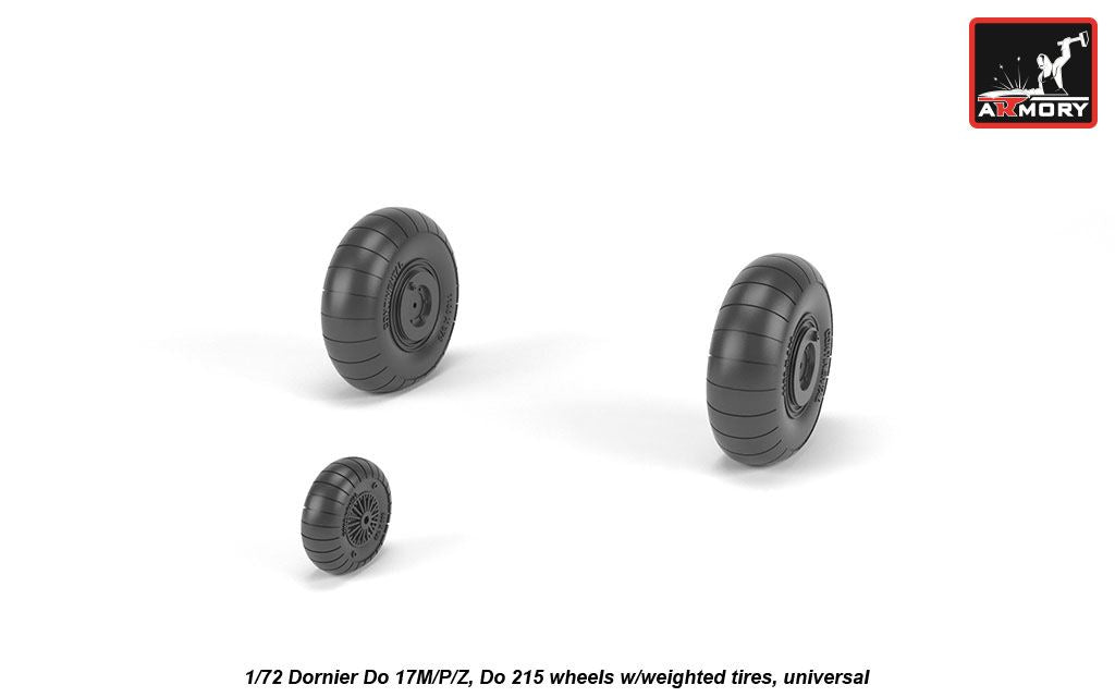 Armory AW72205 1:72 Dornier Do-17M-1/Do-17P-1/Do-17Z-2/Do-17-10, Do-215B-2/Do-215B-5 wheels w/weighted tires/tyres