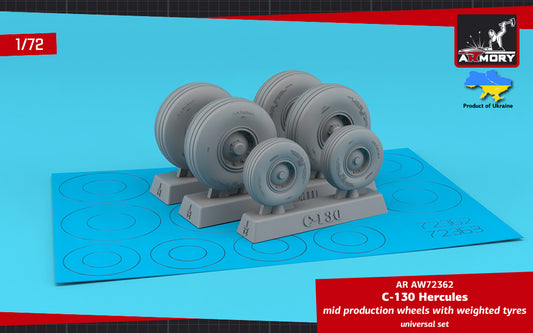 Armory AW72362 1:72 Lockheed C-130 Hercules wheels with weighted tyres, mid type