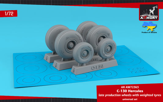 Armory AW72363 1:72 Lockheed C-130 Hercules wheels with weighted tyres, late type