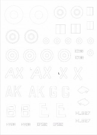 Artillery M32002 1:32 Hawker Hurricane Mk.IIc Tropical Code Letters and National Insignia masks