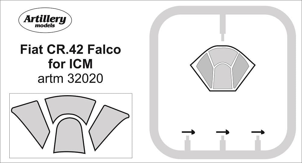 Artillery ARTM32020 1:32 Masks for Fiat CR.42 Falco canopy frame paint mask