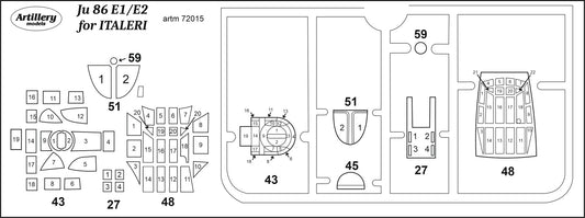 Artillery ARTM72015 1:72 Junkers Ju-86E-1/Ju-86E-2 canopy frame paint mask