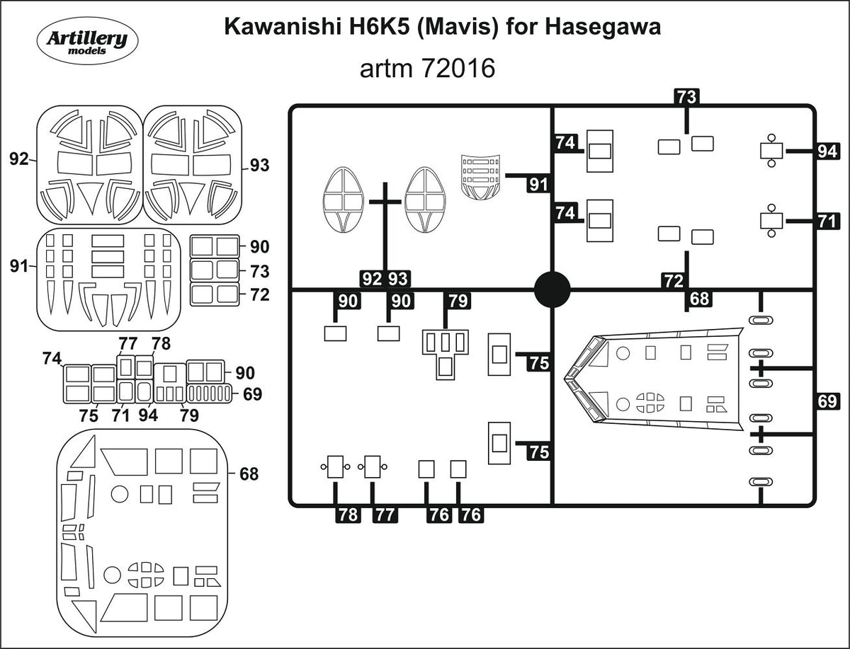 Artillery M72016 1:72 Kawanishi H6K5 Mavis canopy frame paint mask