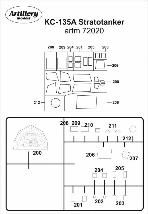 Artillery M72020 1:72 Boeing KC-135A Stratotanker canopy frame paint mask