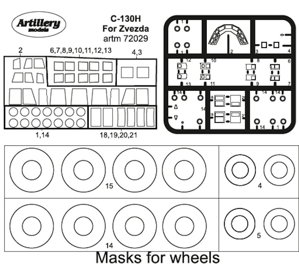 Artillery M72029 1:72 Lockheed C-130H Hercules canopy frame paint mask